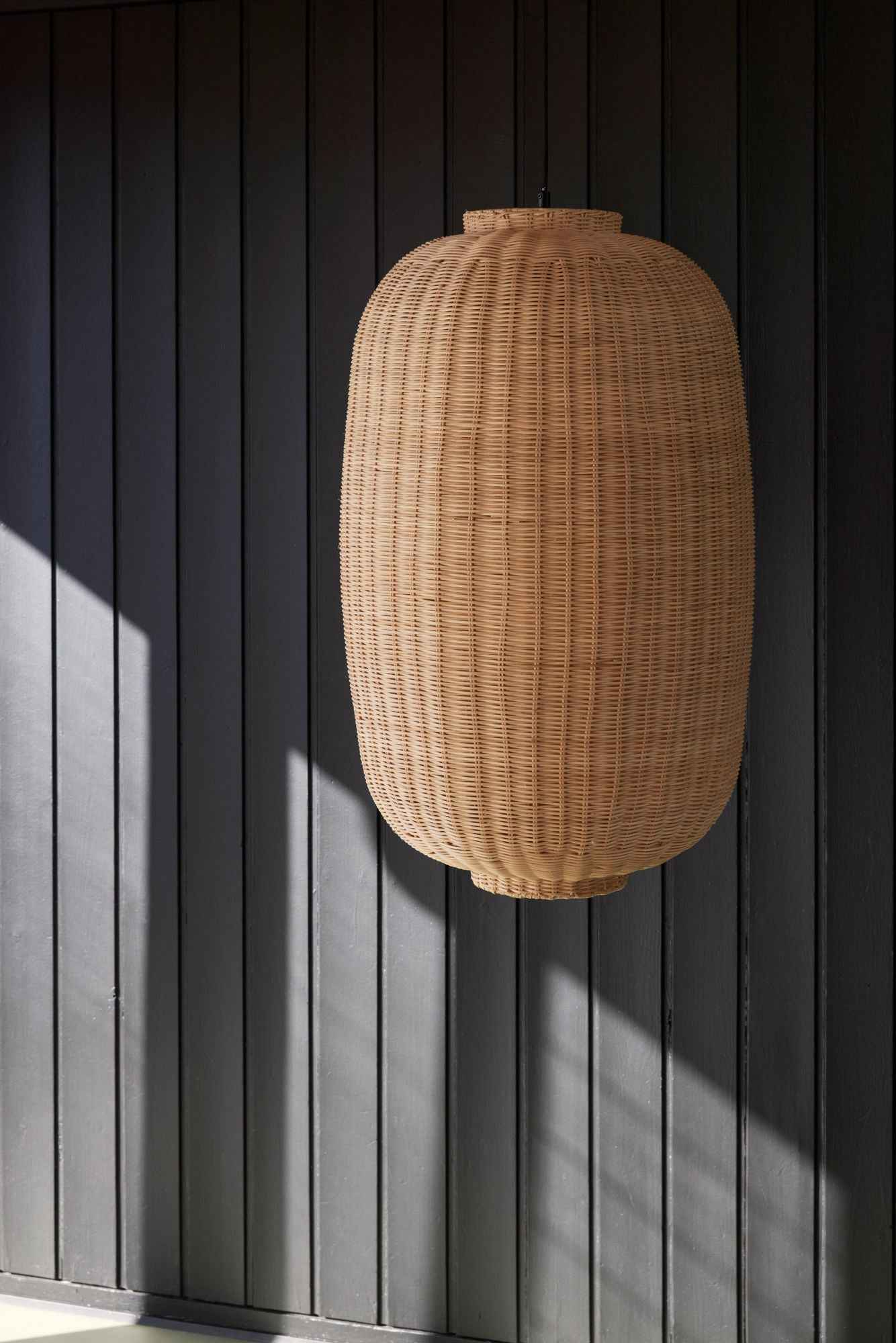 Bambua Chand Oval lampadario a soffitto naturale in rattan