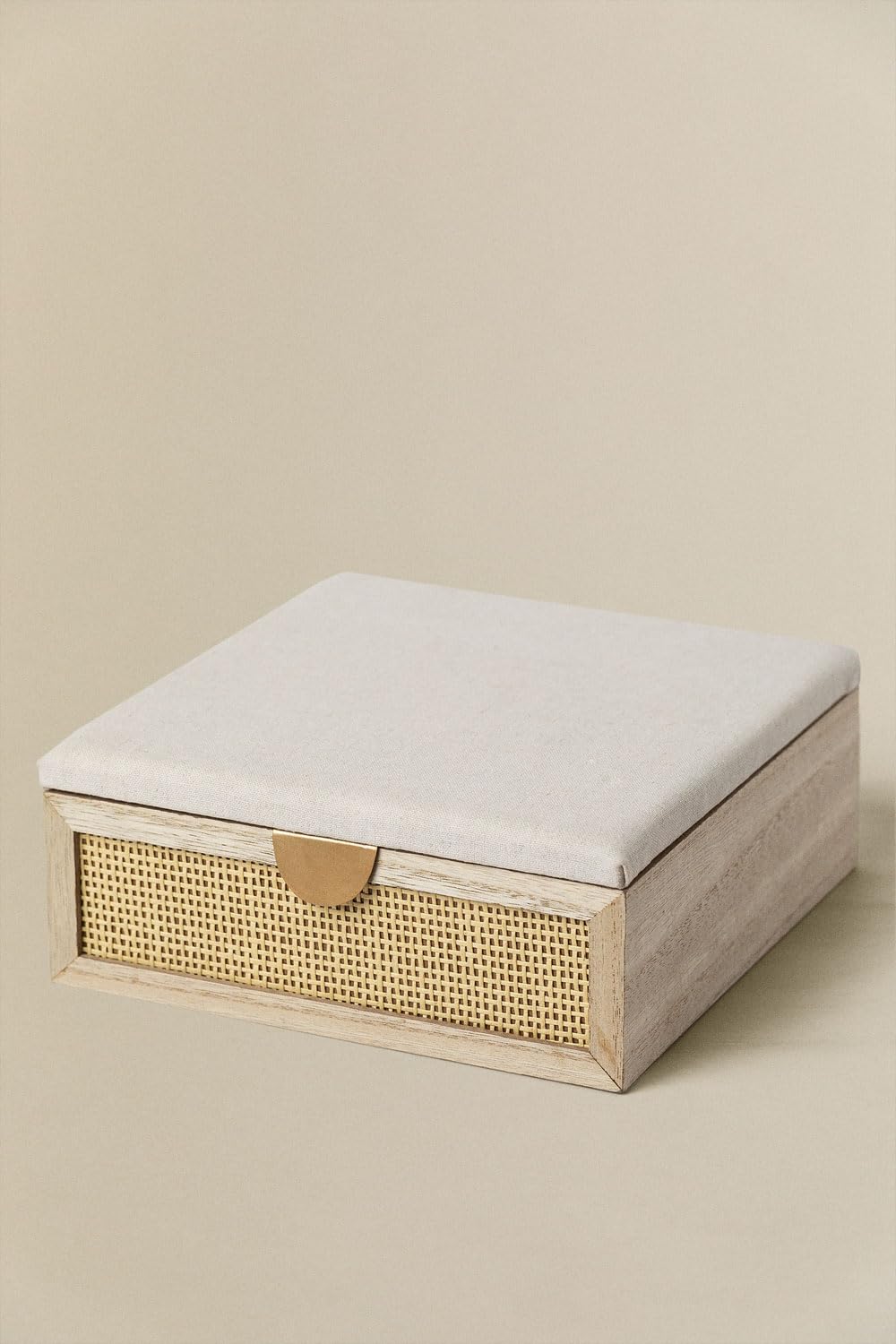 Sklum Afen scatola in legno beige lino 20x20x8 cm