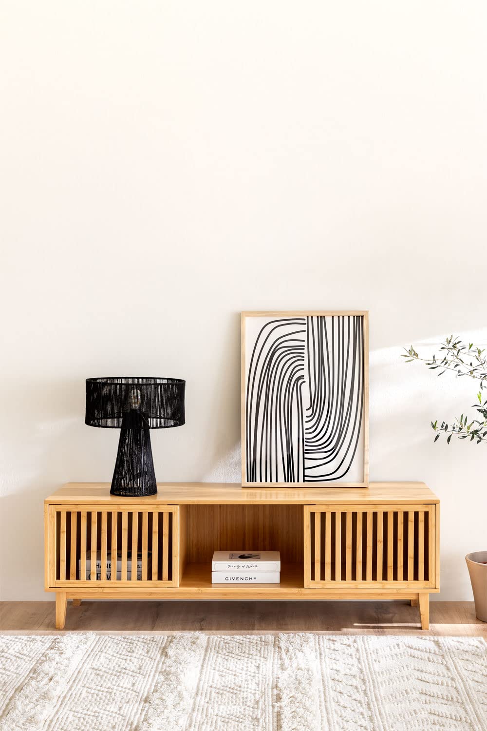 Sklum Albin Mobile TV 150x40 cm in Bambù 2 Ante