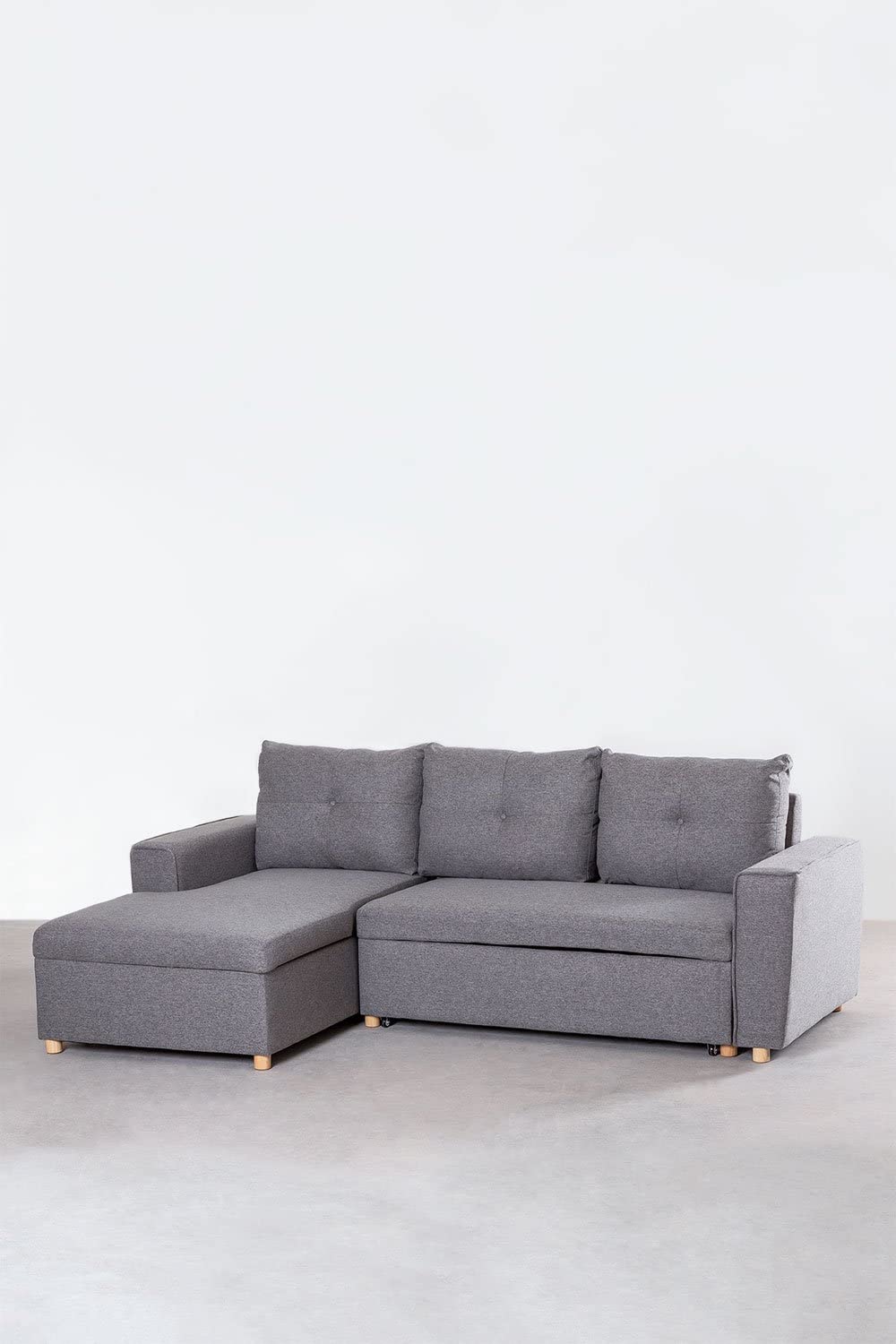 Sklum Calvin Divano Letto Chaise Longue 3 Posti Grigio Scuro