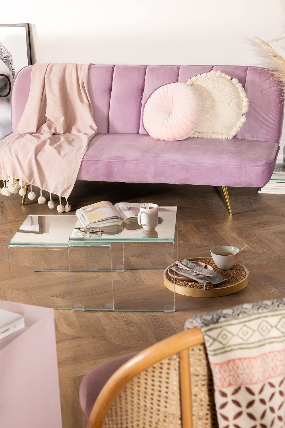 Sklum Olis plaid cotone rosa 163x122 cm nappe