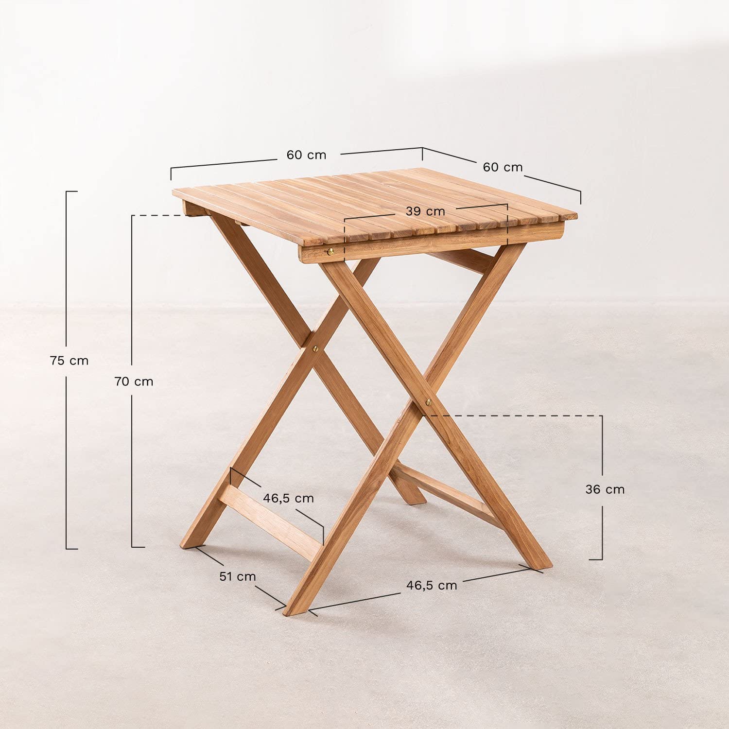 Sklum Nicola Tavolo Giardino Teak Pieghevole 60x60