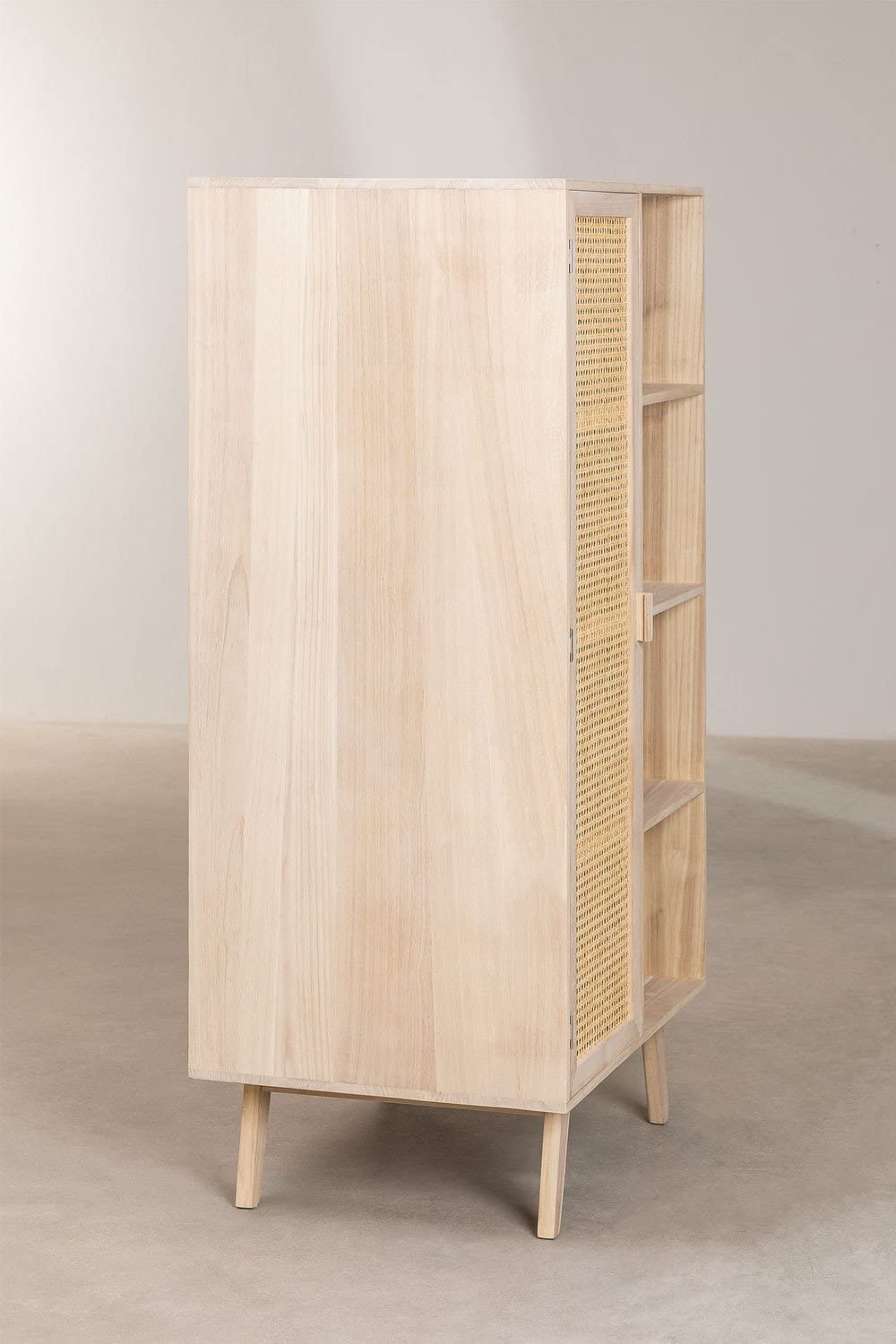 Sklum Ralik armadio 1 anta in legno naturale con rattan