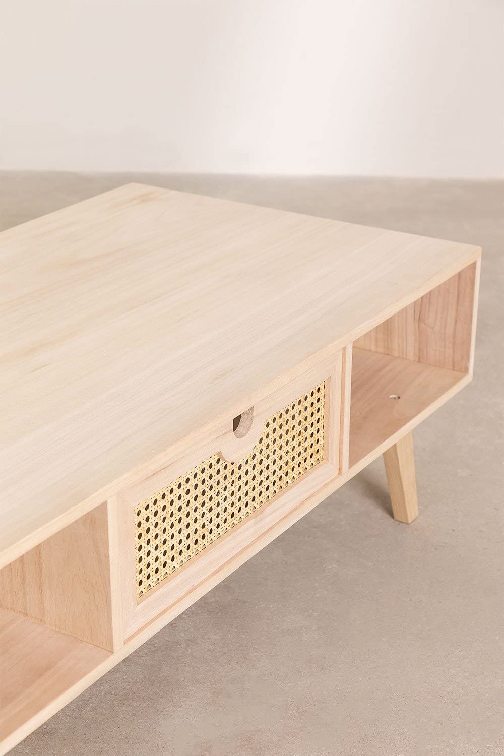 Sklum Ralik Style Tavolino Legno 120 cm Cassetto Rattan