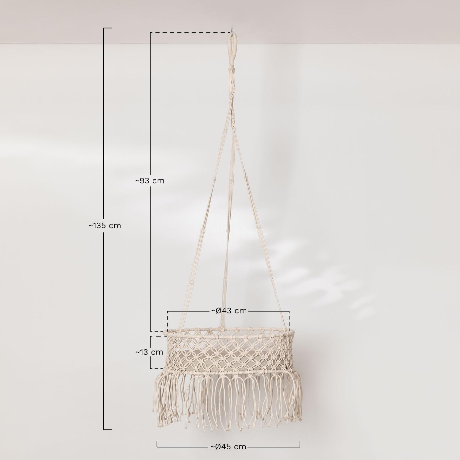 Sklum Norberg cestino pensile macramè beige Ø45 cm