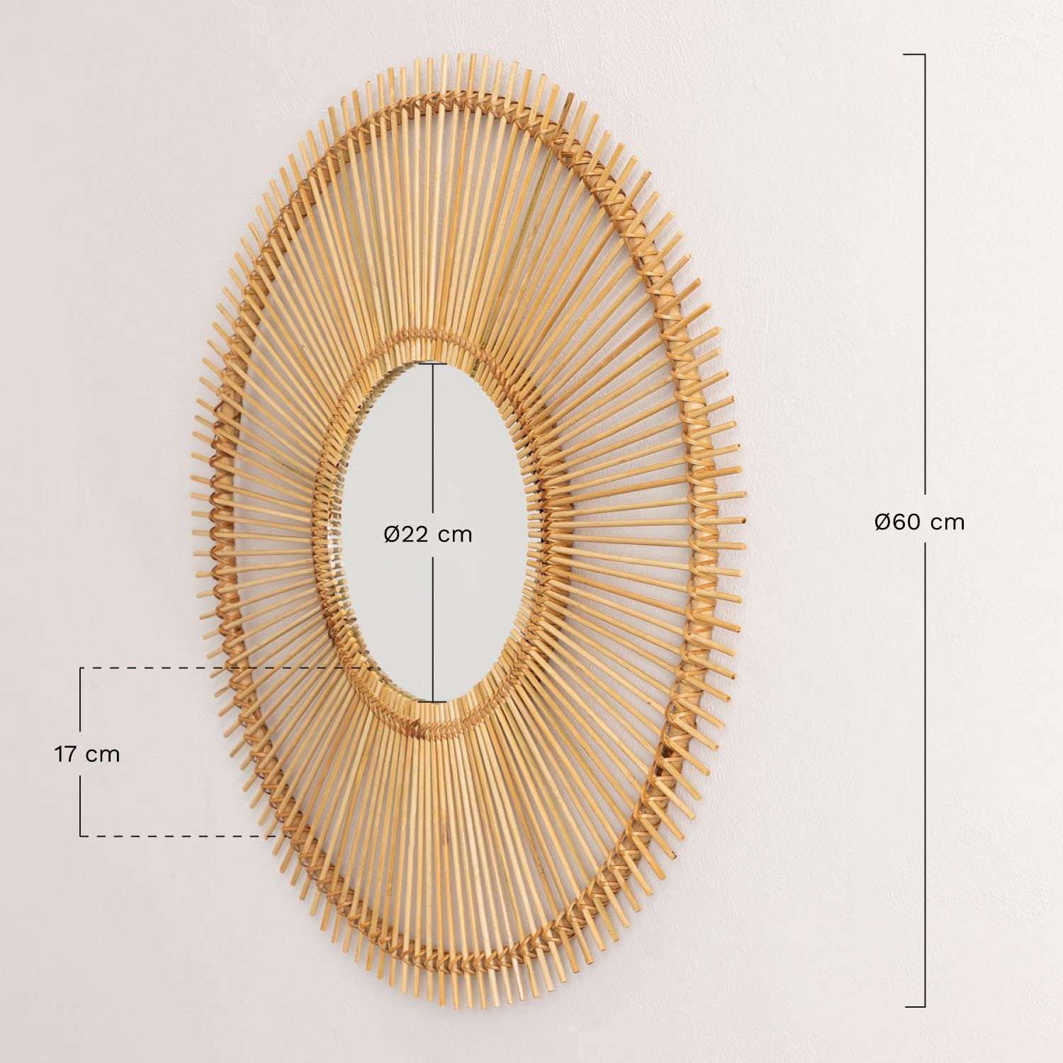Sklum Biok specchio rotondo da parete rattan 60 cm