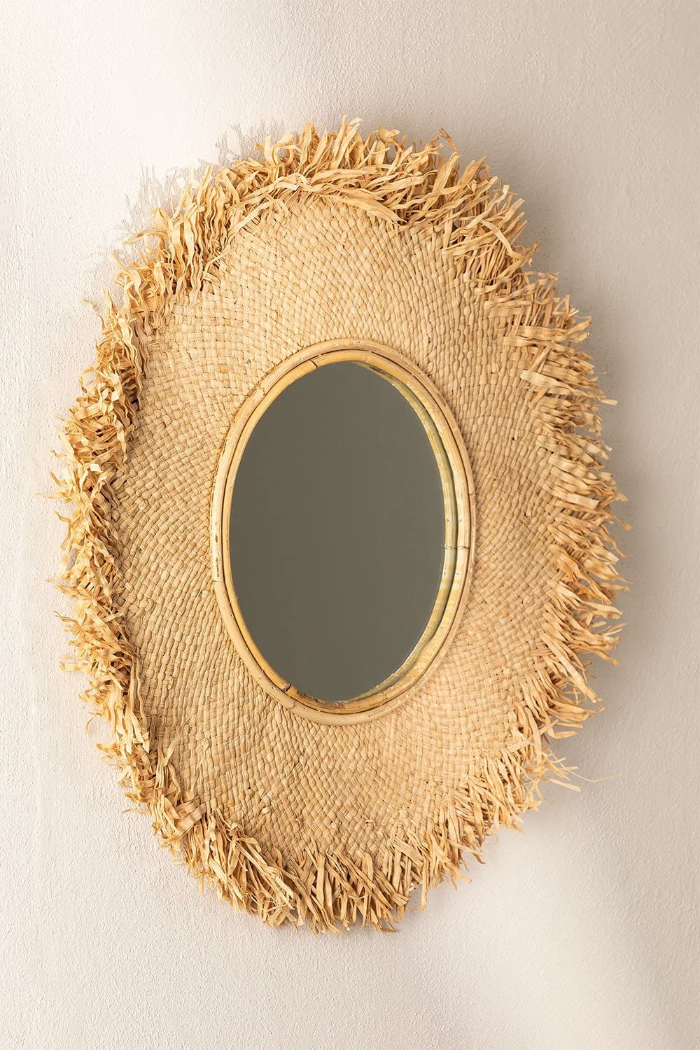 Sklum Deani specchio rotondo rafia natural Ø55 cm