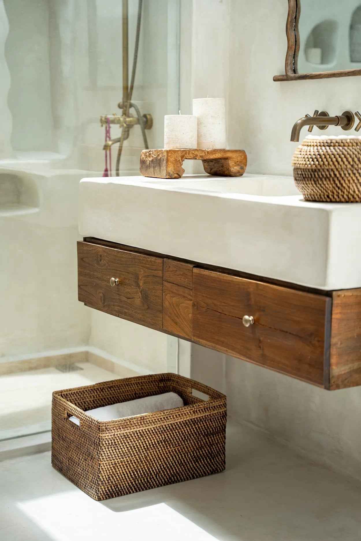 Bambua Colonial cesto portariviste rattan L marrone