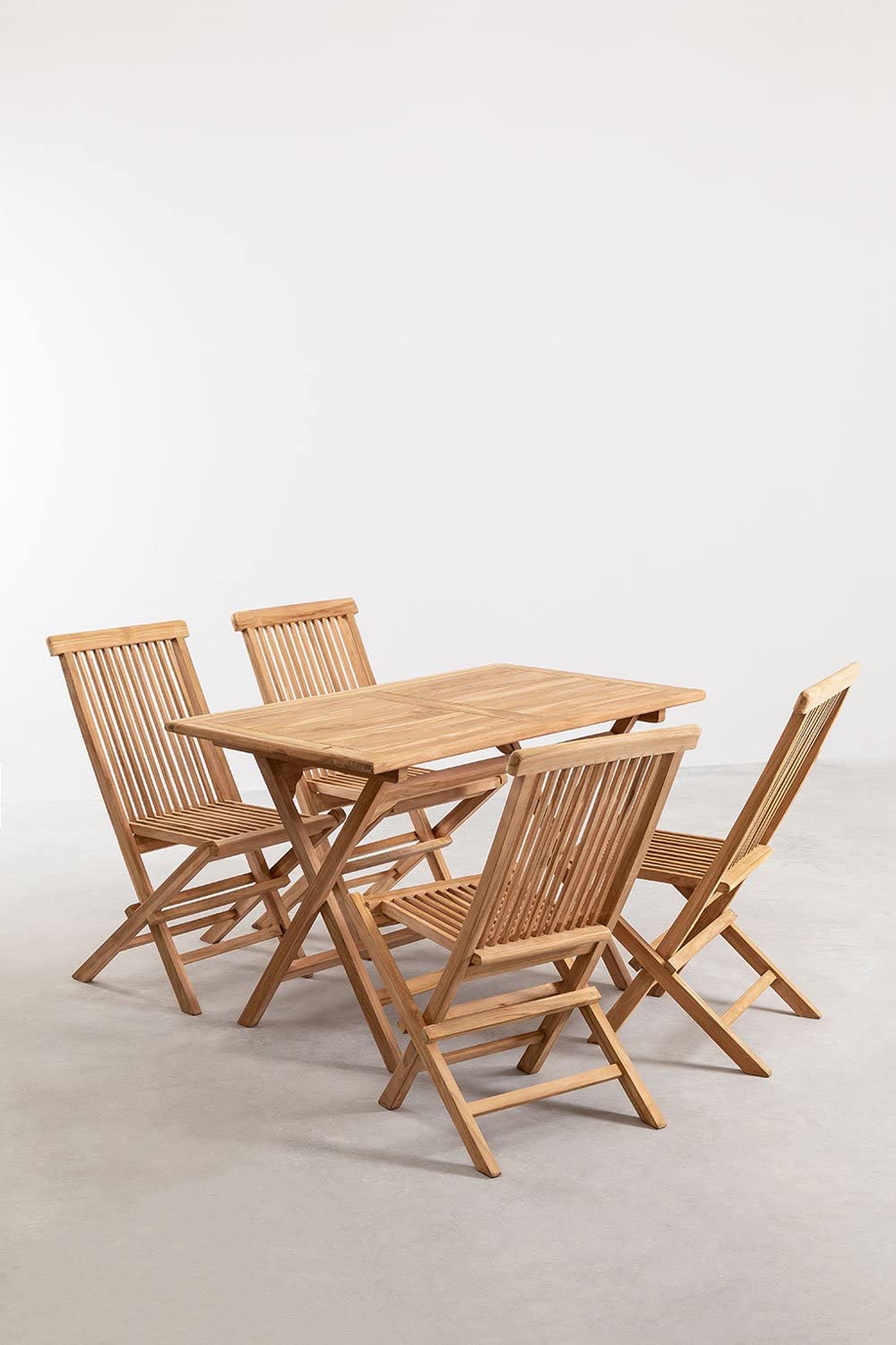 Sklum Pira set giardino pieghevole teak 4 sedie