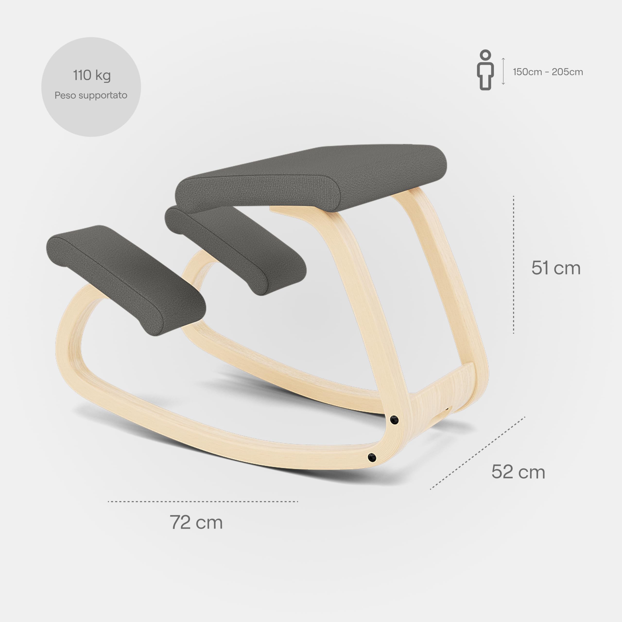 Varier Variable sedia ergonomica a dondolo naturale grigia