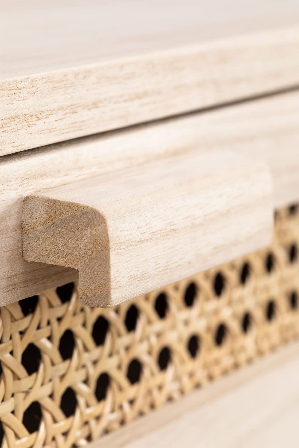 Sklum Ralik Design Scrivania Legno 2 Cassetti Rattan 100 cm