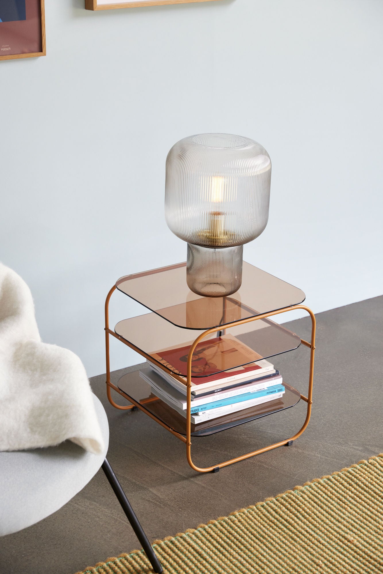 Bambua Pirum lampada da tavolo vetro marrone E27