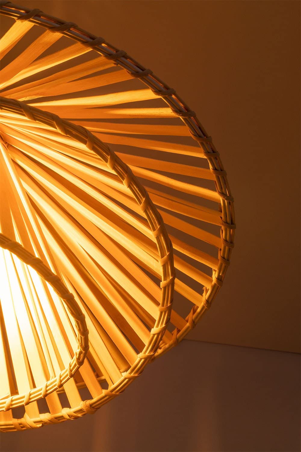 Sklum Taroucas lampadario bambù bianco Ø45 cm