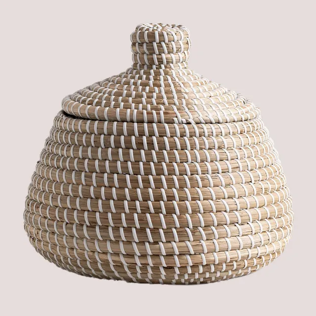 Sklum Bastel cestino con coperchio seagrass Ø29 cm