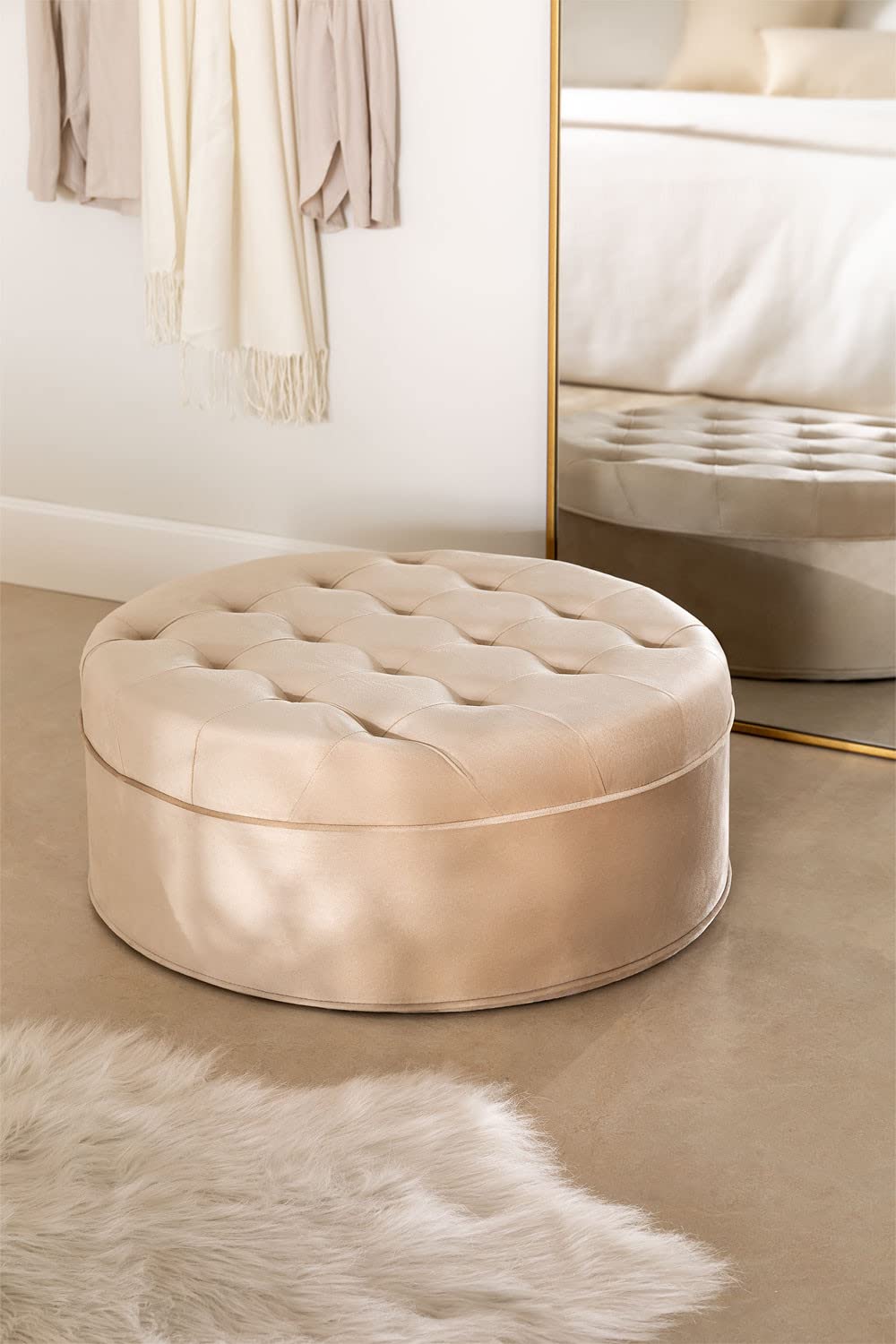 Sklum Tafie pouf tondo velluto D60 cm crema