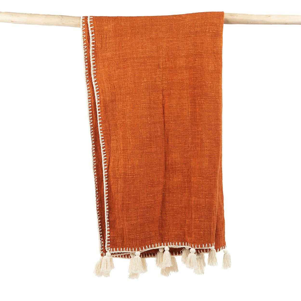 Bambua Stitch plaid letto terracotta cotone