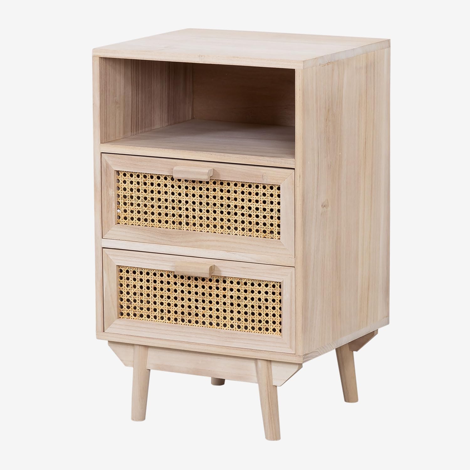 Sklum Ralik comodino alto con contenitore rattan