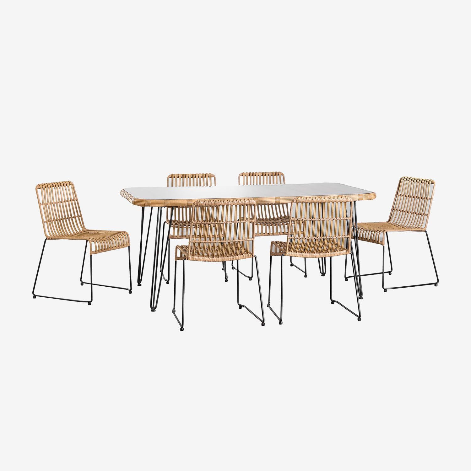 Sklum Leribert Aroa set pranzo rattan 180x90 6 sedie
