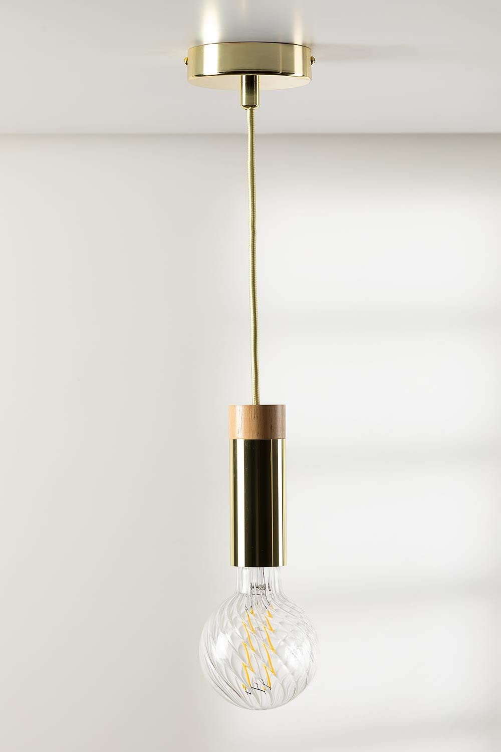 Sklum Thor lampada a sospensione oro in legno e acciaio