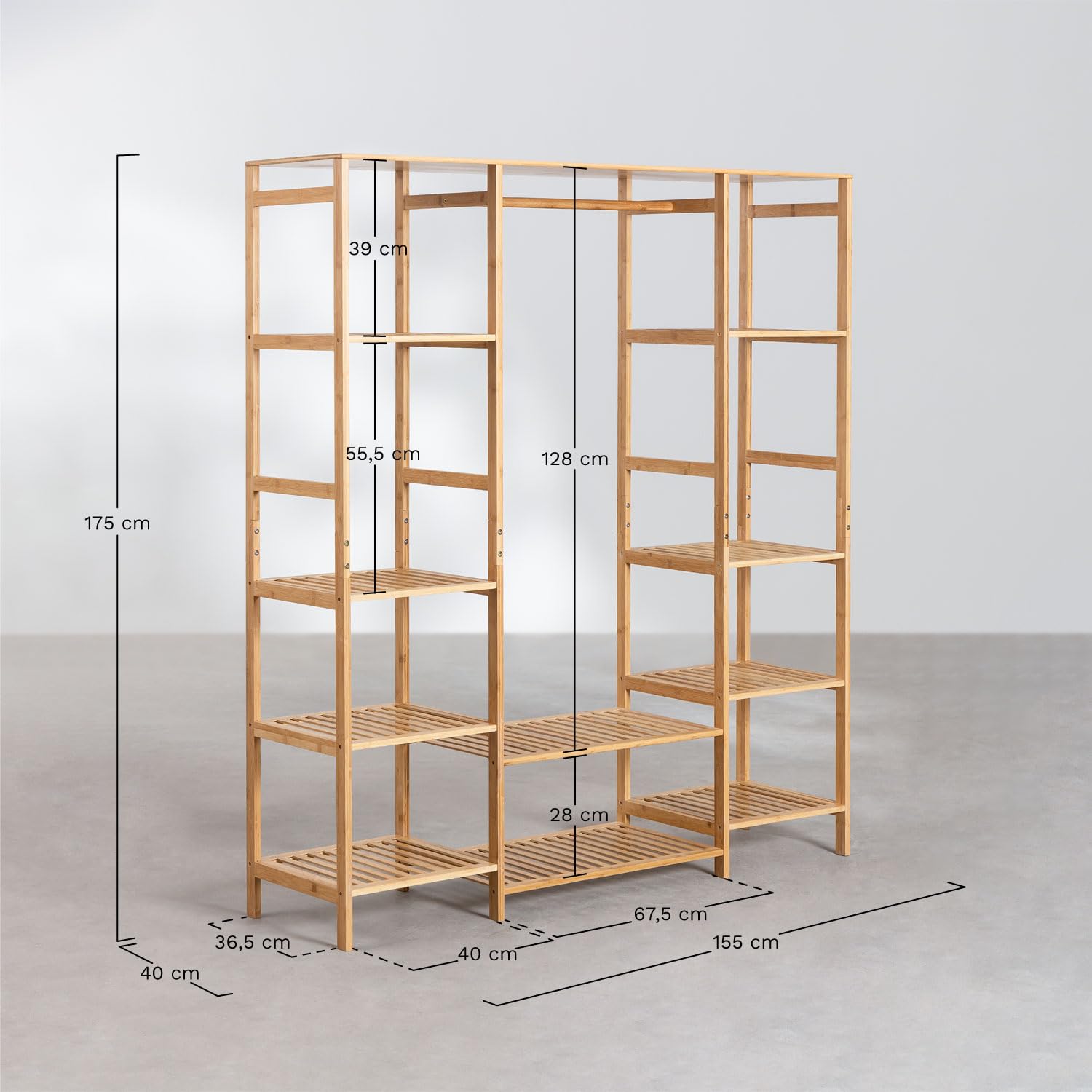 Sklum Krauford guardaroba aperto 155 cm in bambù