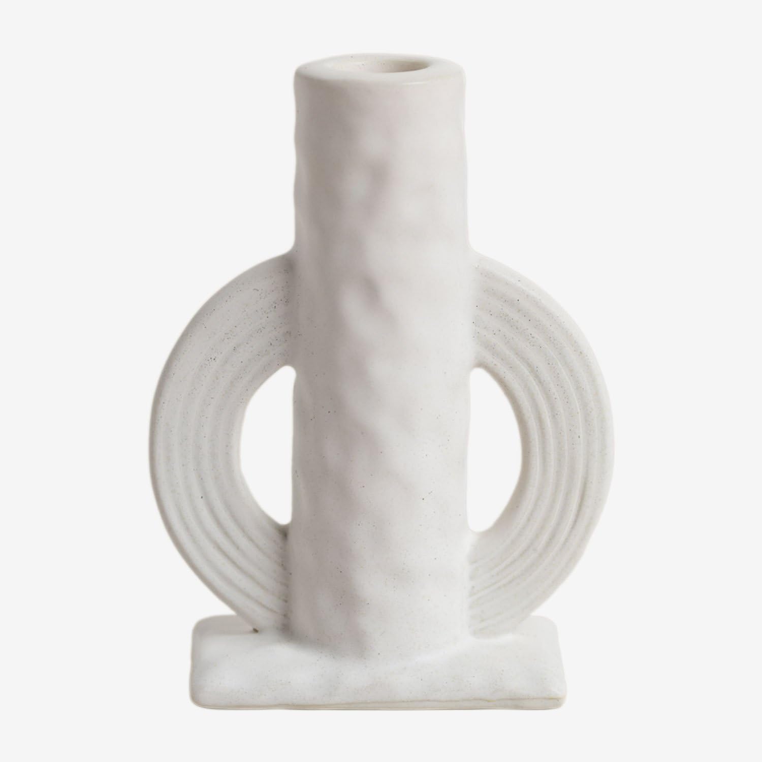 Sklum Trond Portacandele Ceramica Bianco 15 cm