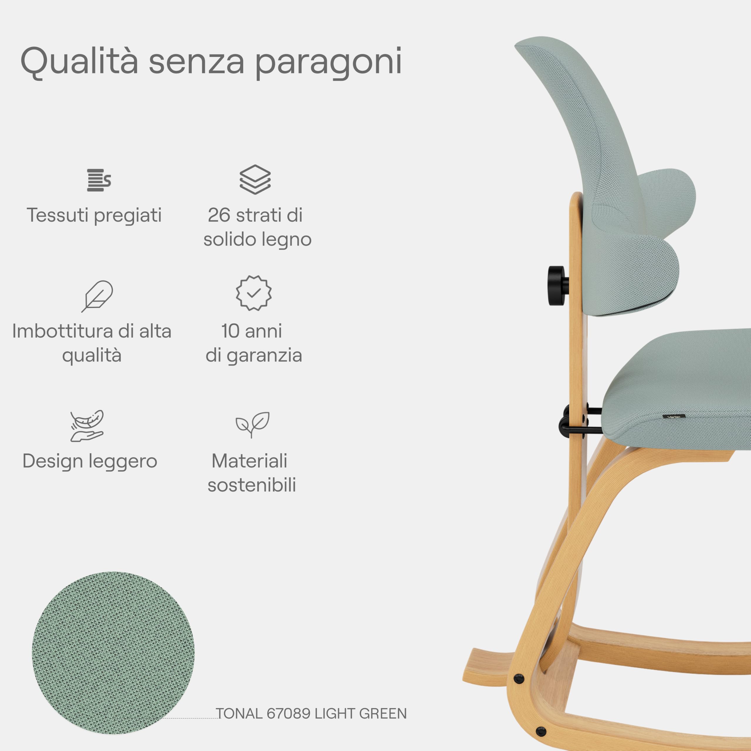 Varier Thatsit sedia ergonomica light brown light green