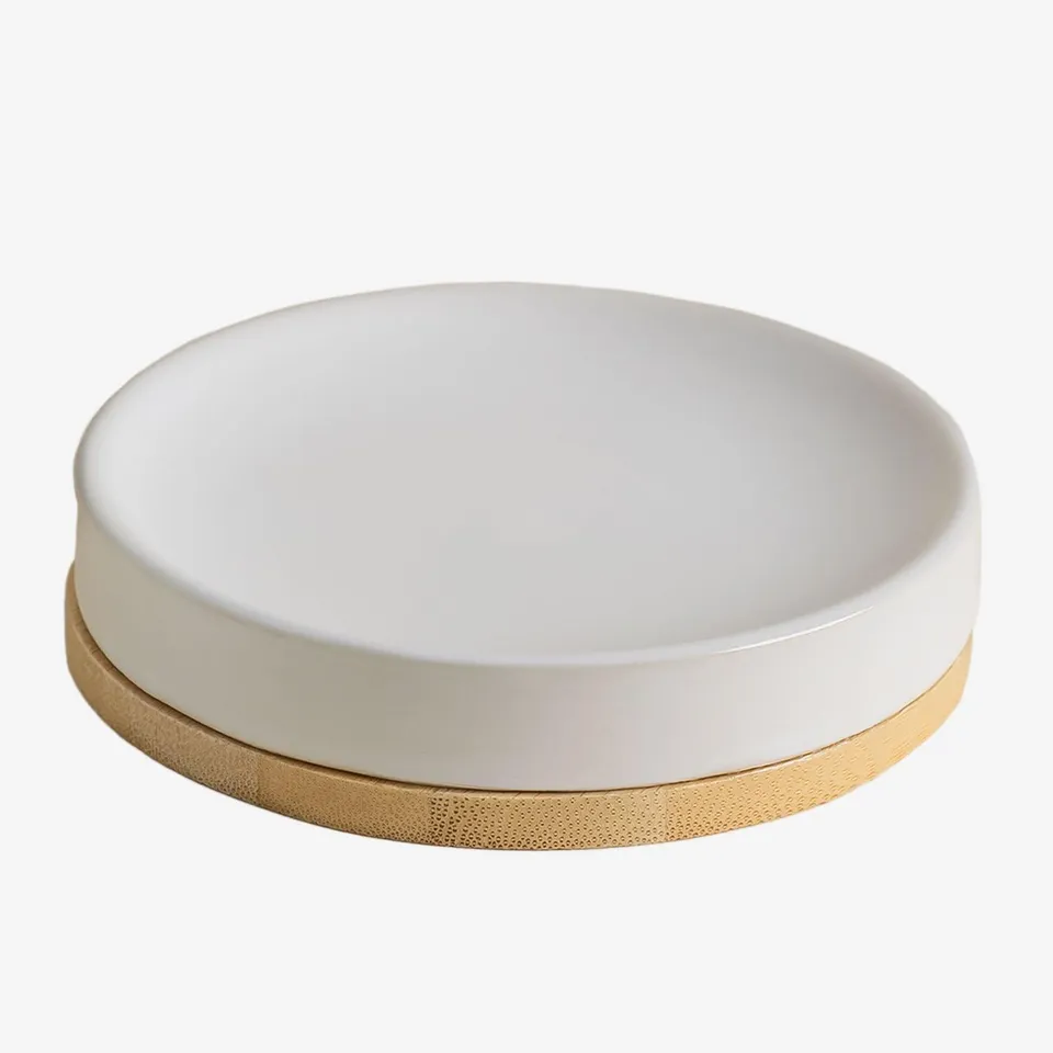 Sklum Elvan portasapone ceramica e bambù