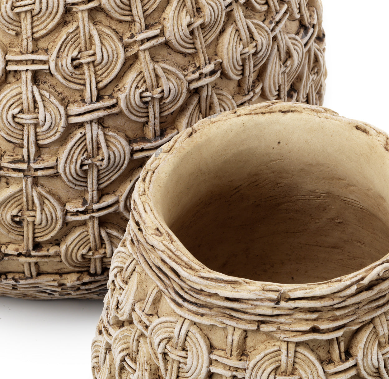 Bambua The Knot vaso XL in cemento motivo intrecciato
