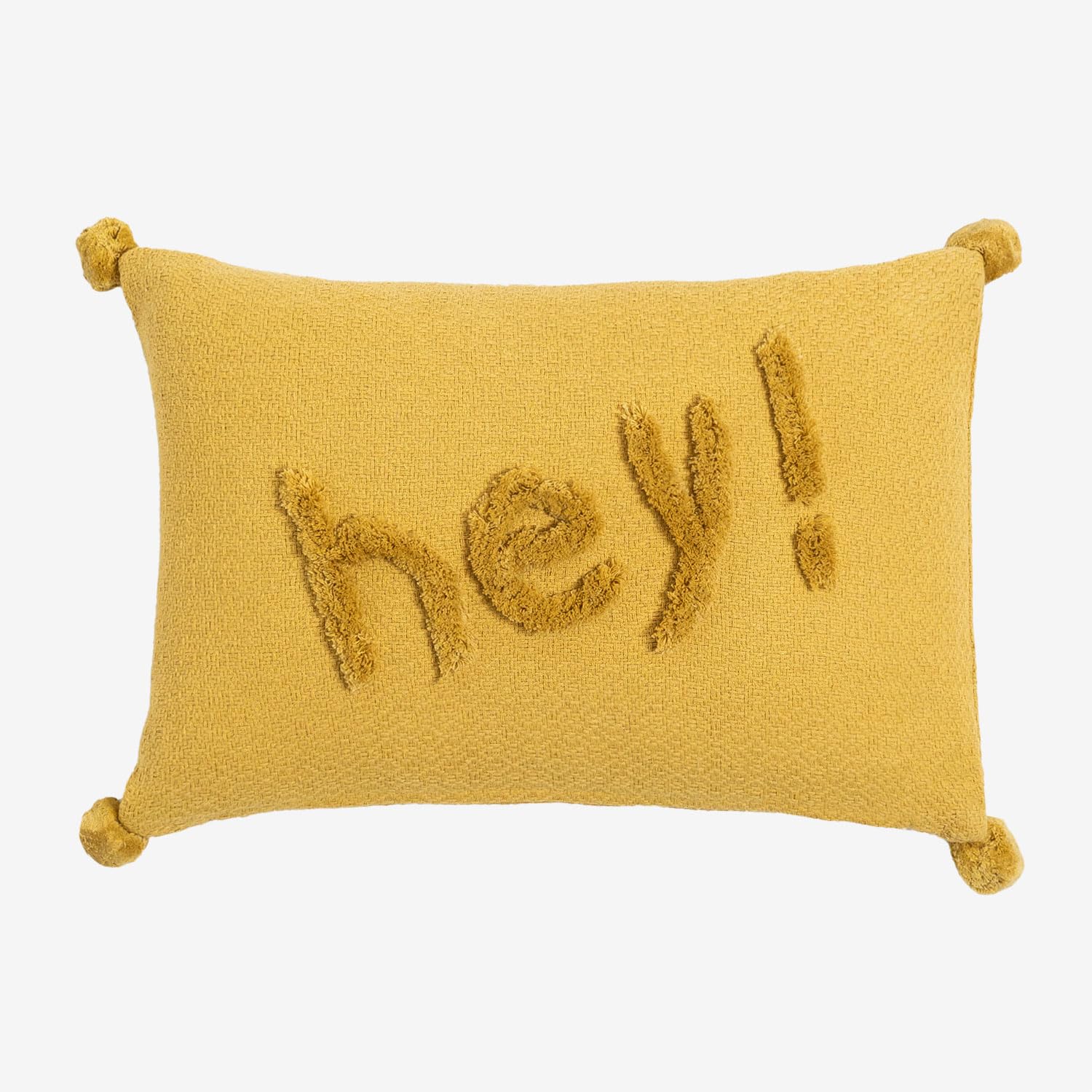 Sklum Jei cuscino in cotone 34x48 cm ricamato hey con nappe
