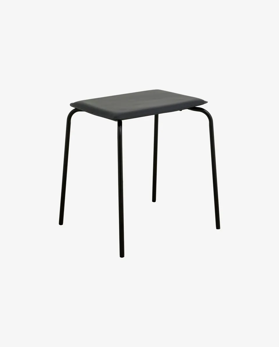 Bambua Esa sgabello nero pelle metallo 120 kg impilabile