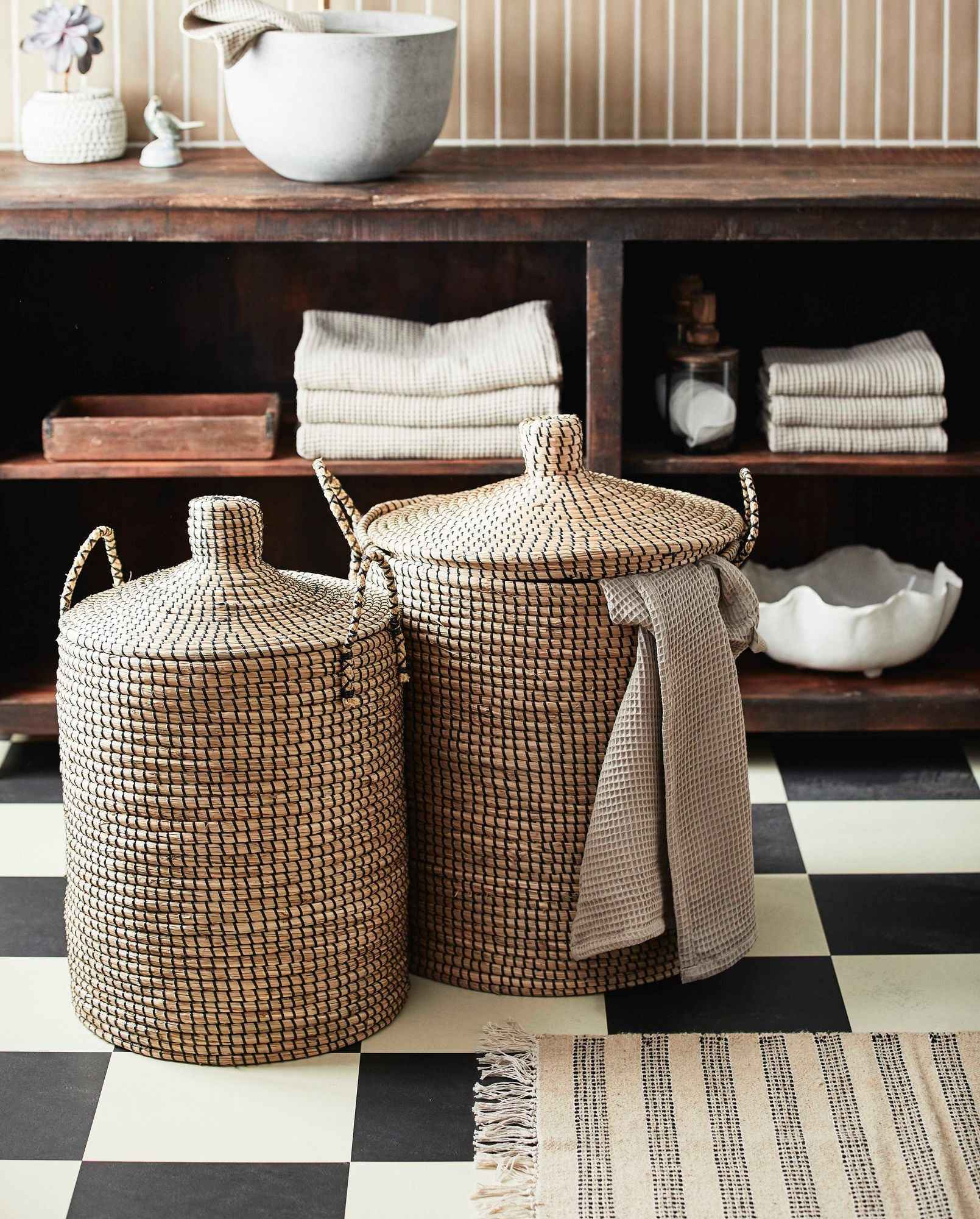 Bambua Laudy cesto portabiancheria set 2 pezzi nature/black