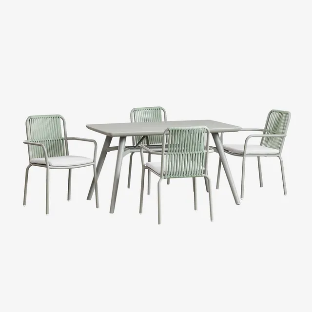 Sklum Scand Alberta 135x80 set tavolo sedie giardino 4 sedie alluminio