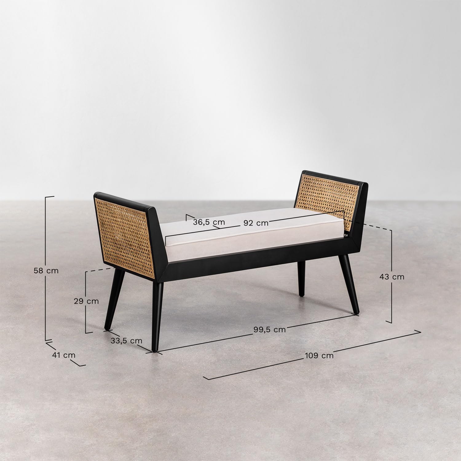 Sklum Icona panca velluto beige crema 109 cm betulla