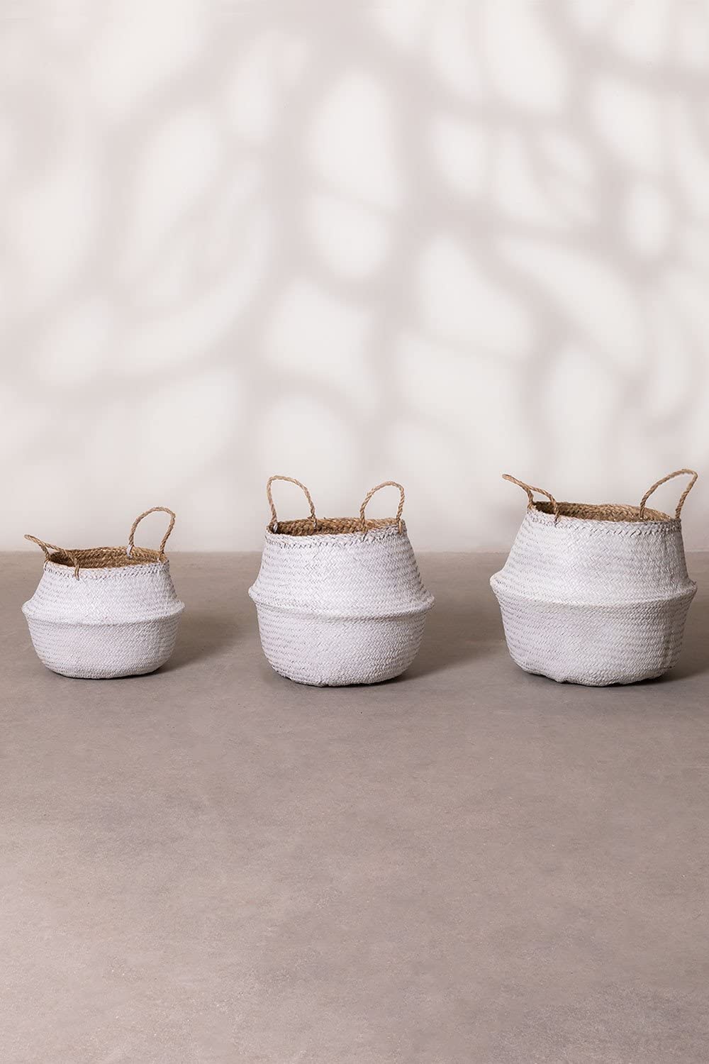 Sklum Kahs Taj Ø40x38 cm Cesta Bianco in Giunco