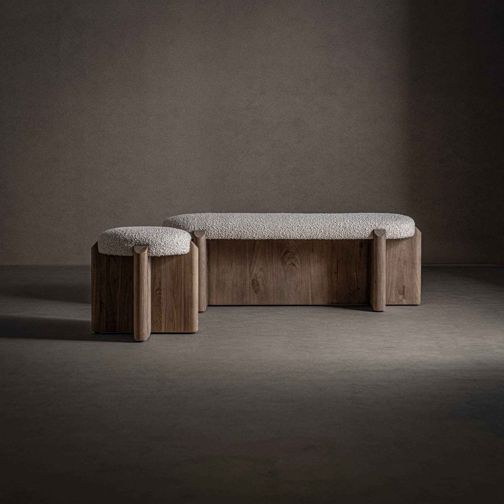 Bambua Jacquard panca da letto legno beige