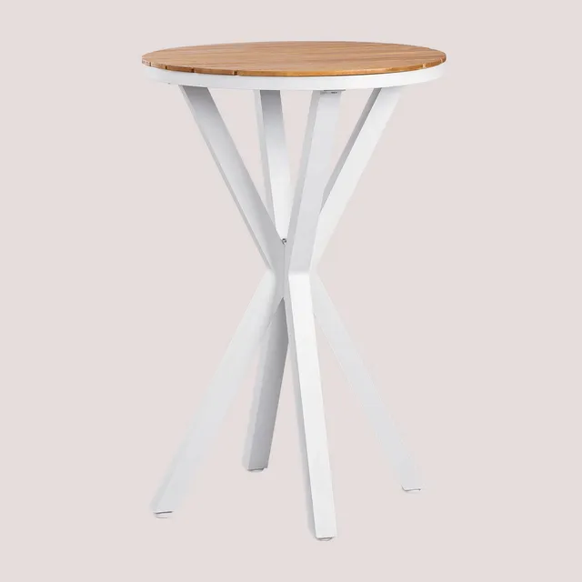 Sklum Archer tavolo bar alto tondo bianco Ø70 cm legno