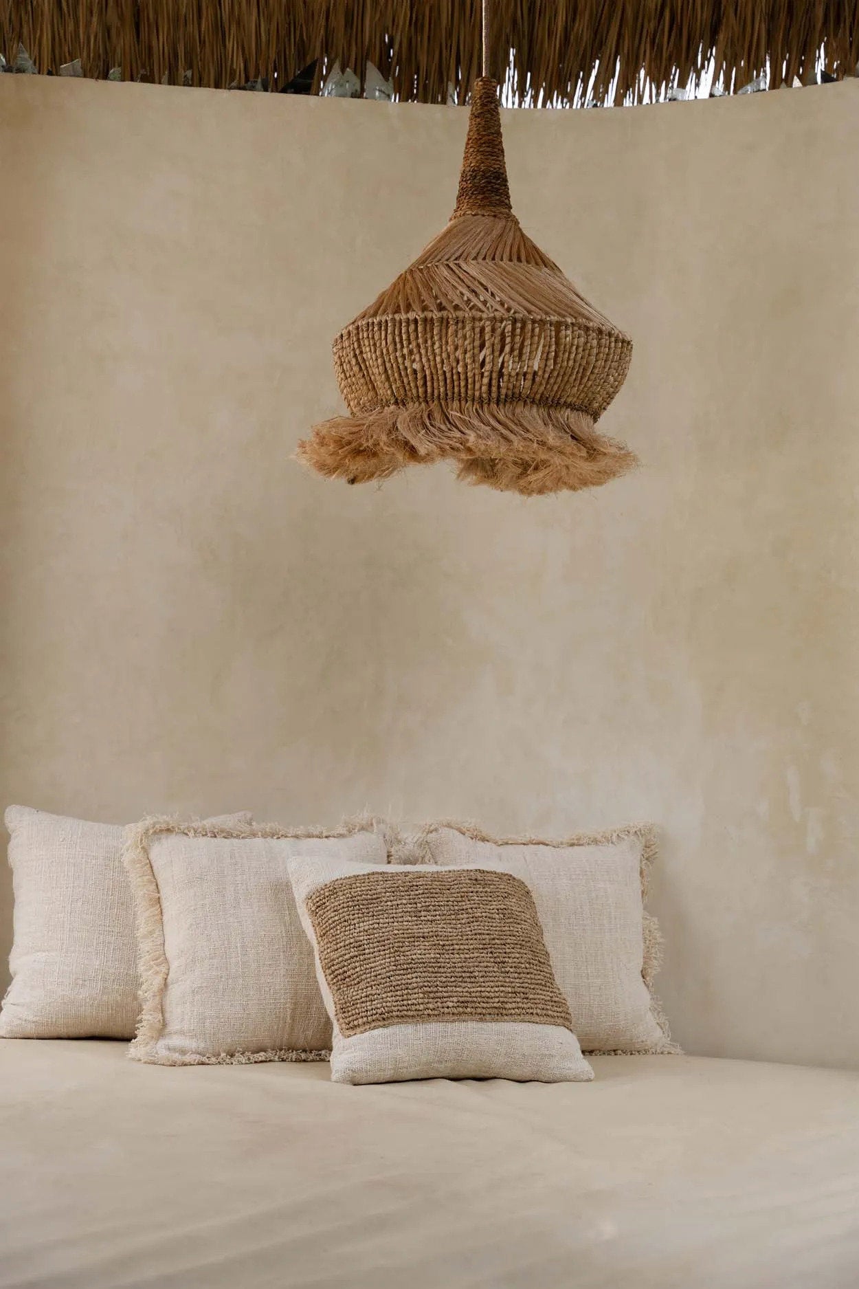 Bambua Raffia Stamp federa cuscino naturale