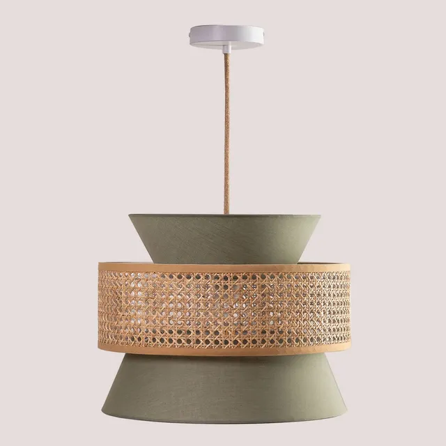Sklum Yereh lampadario rattan verde kaki Ø40 cm