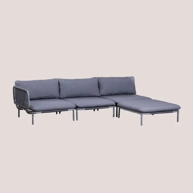 Sklum Roubly Style divano giardino angolare 3 pezzi grigio