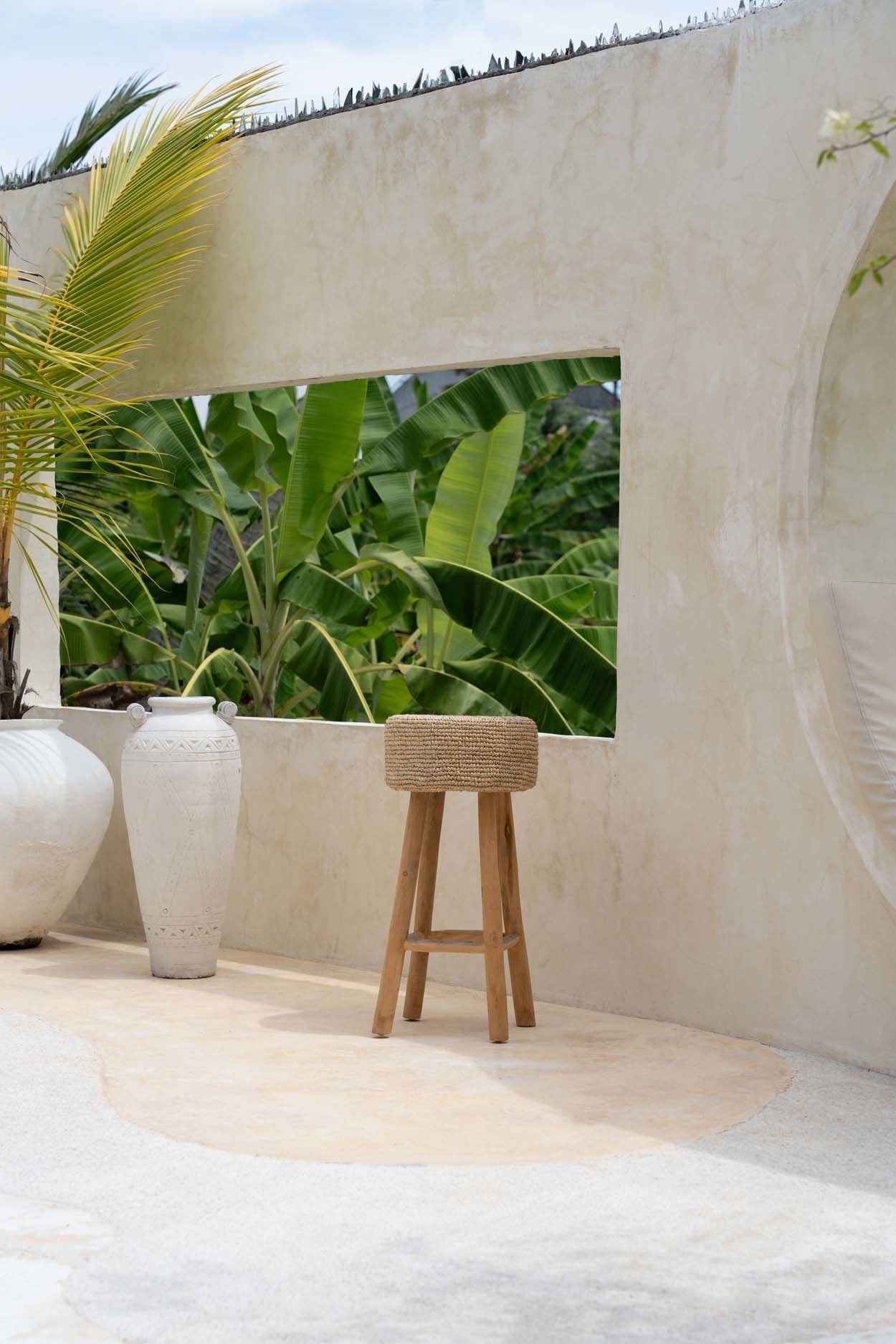 Bambua Raffia sgabello bar teak naturale