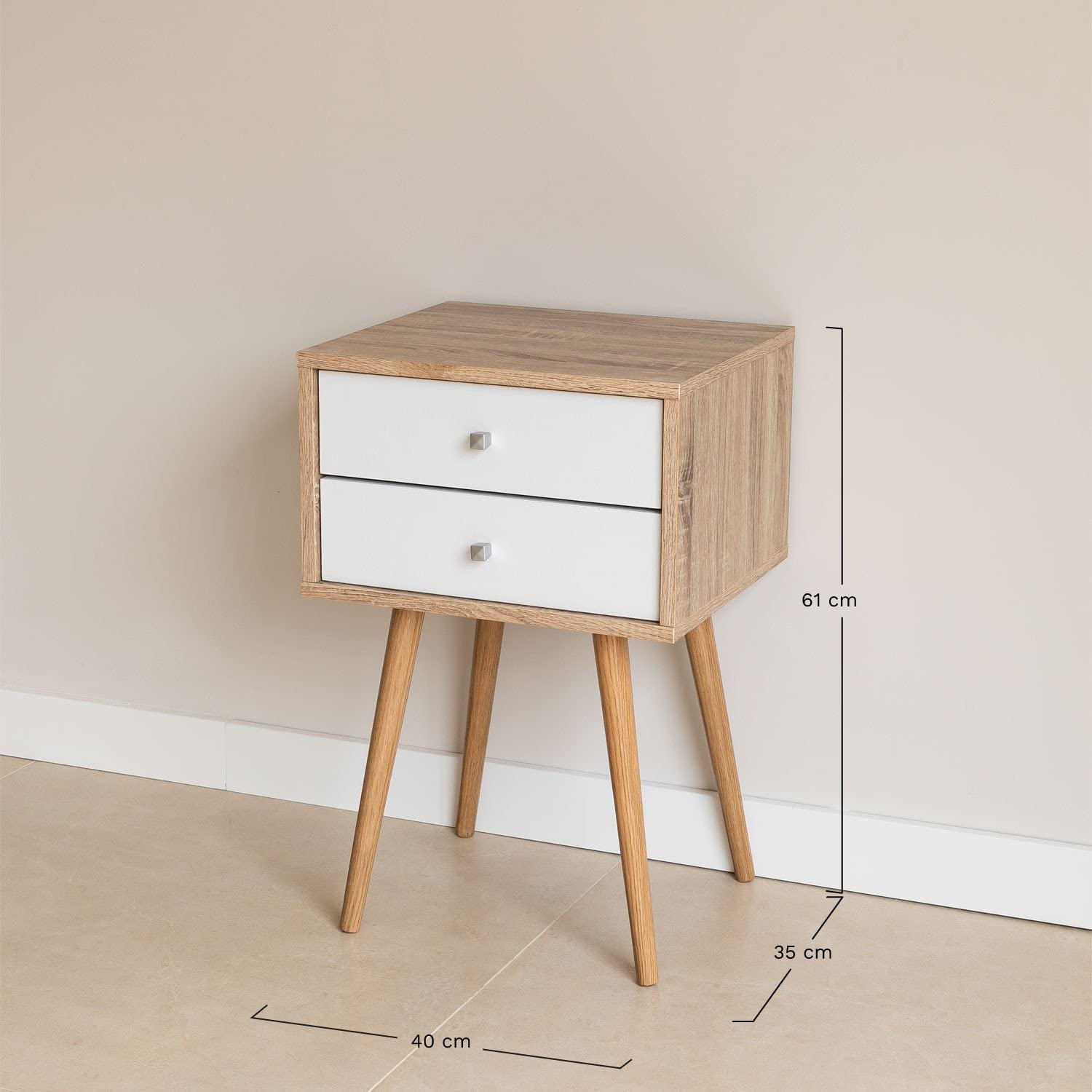 Sklum Dycca comodino 2 cassetti legno naturale