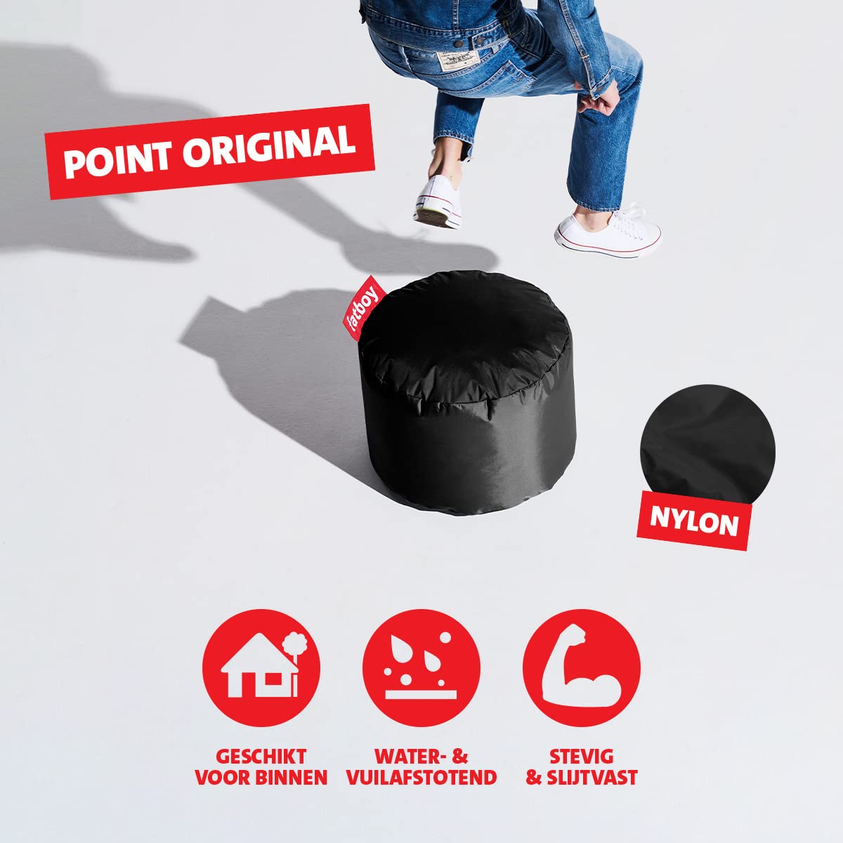 Fatboy Point pouf sgabello nylon nero Ø50 cm