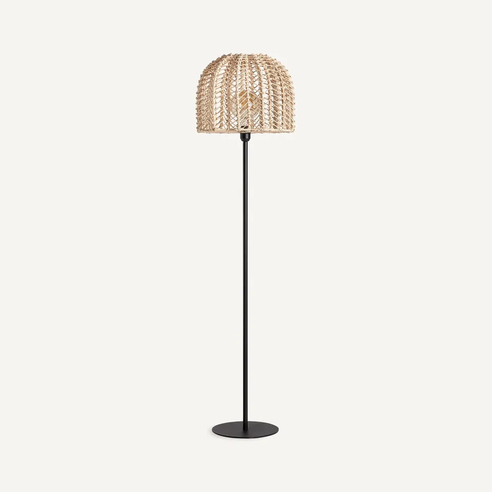 Bambua Plissé piantana in rattan con stelo nero