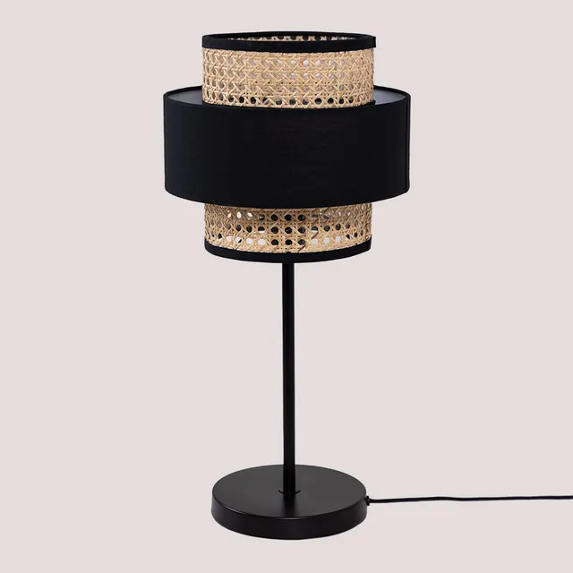 Sklum Satu lampada da tavolo rattan nero Ø26,5 cm