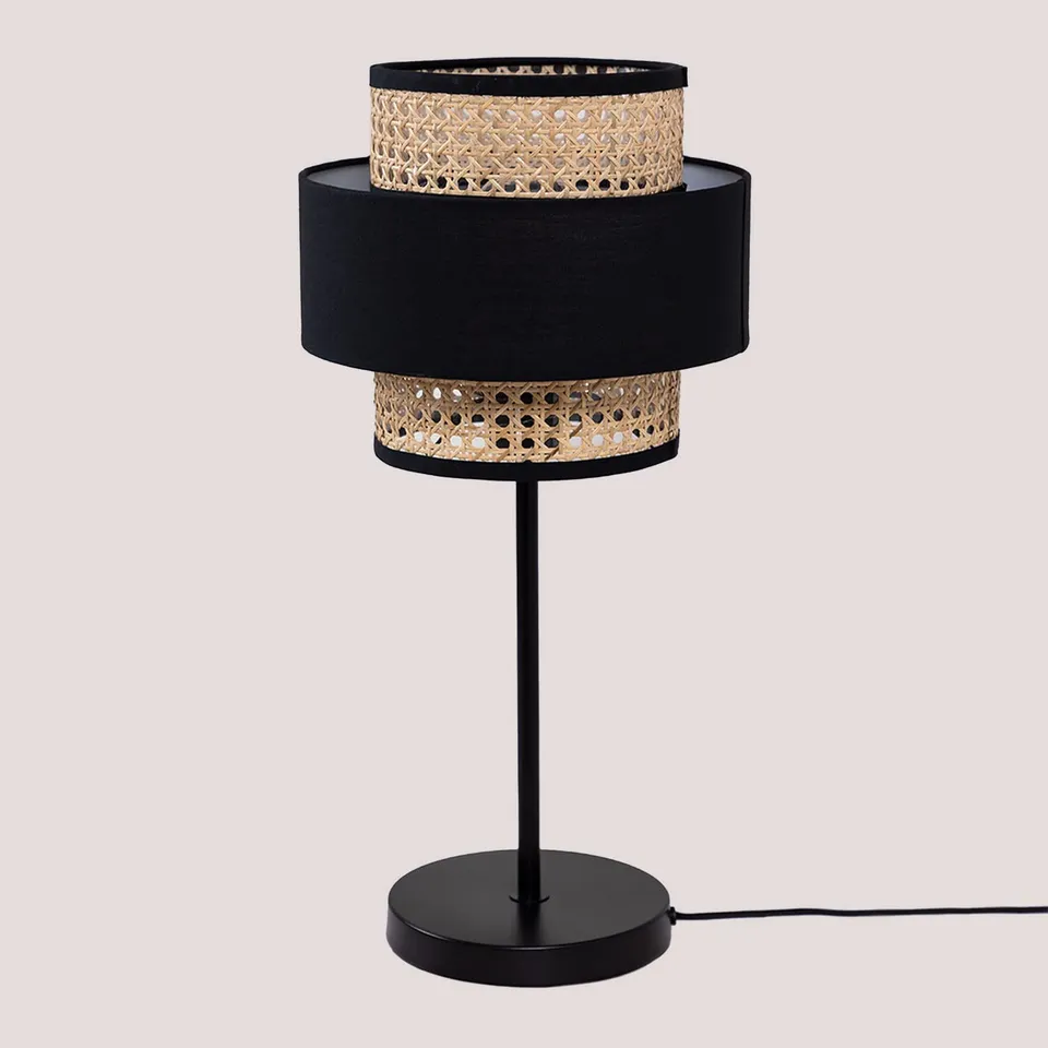 Sklum Satu lampada da tavolo rattan nero Ø26,5 cm