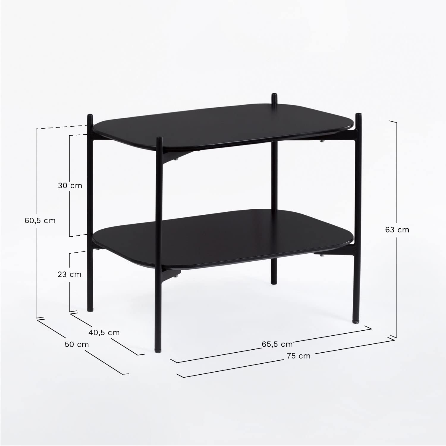 Sklum Andy Tavolo Nero 75x50 cm MDF e Acciaio