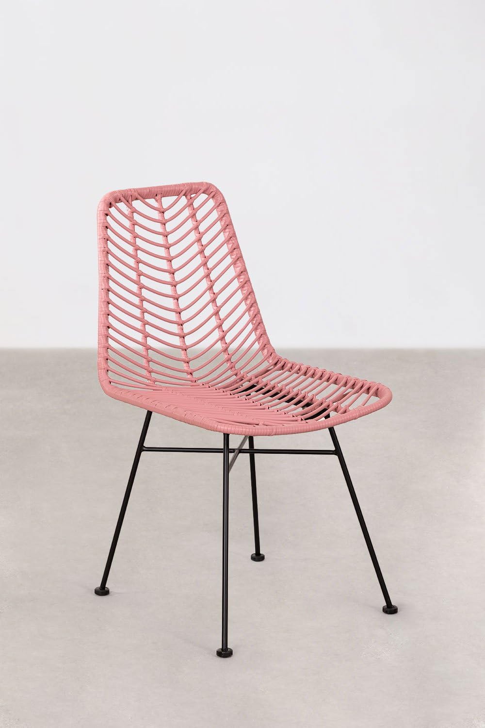 Sklum Gouda Colors sedia da pranzo rattan rosa peonia nero