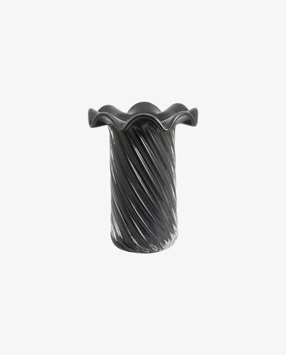 Bambua Koro vaso in vetro grigio tortile