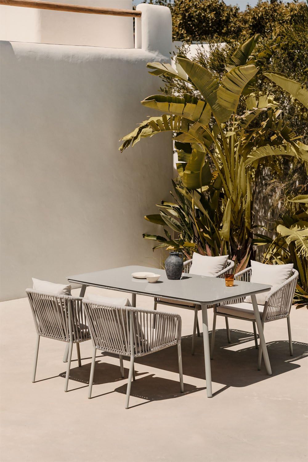 Sklum Arhiza Classic set tavolo sedie giardino 160x90 4 posti vetro