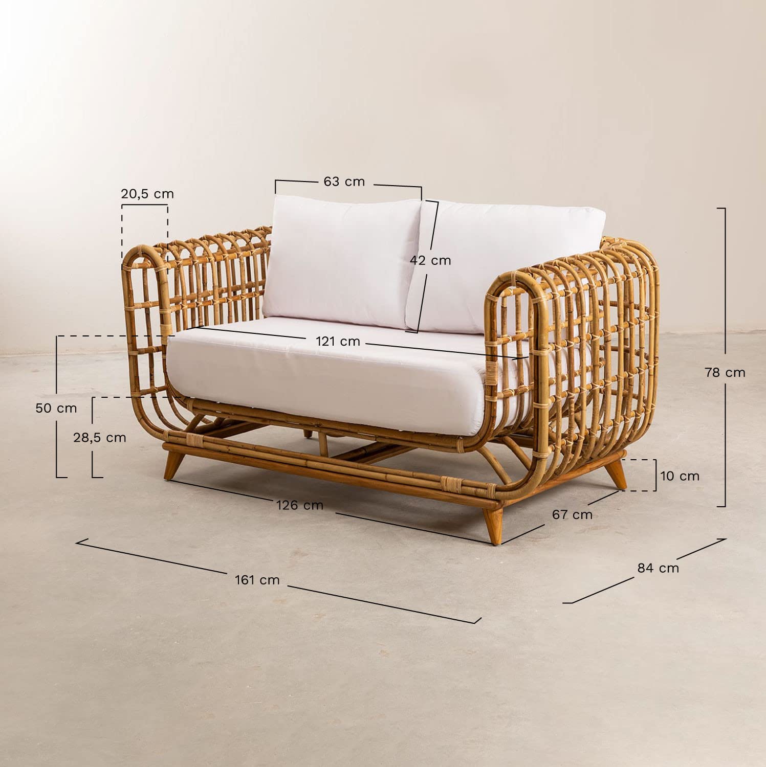 Sklum Zenta divano da giardino 2 posti rattan marrone